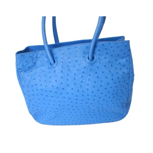 🔥 WH Petronela Blue Ostrich Handbag with Dust Bag - Luxurious Exotic Leather 🔥 - Picture 4 of 16